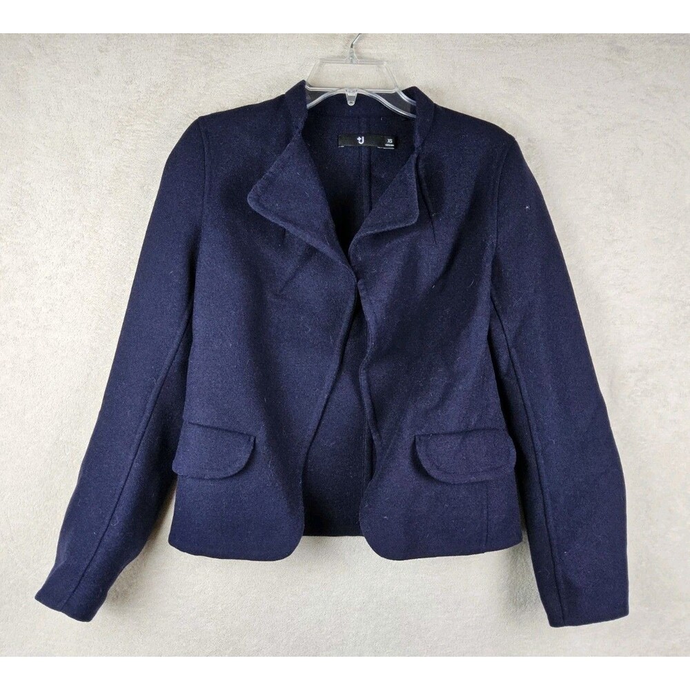 Jil Sander +J X Uniqlo Women's Wool Blend Open Front Blazer Jacket Navy Size XS